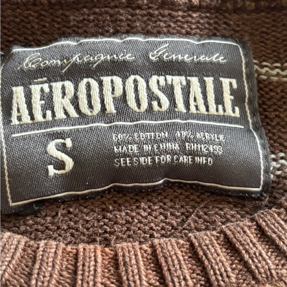 Aeropostale Brown Striped Crewneck Sweater Size Small - Picture 7 of 8